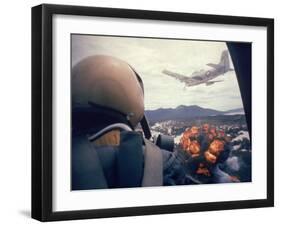 American Jets Dropping Napalm on Viet Cong Positions Early in the Vietnam Conflict-Larry Burrows-Framed Photographic Print