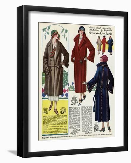 American Ladies Coat Fashion 1924-null-Framed Art Print