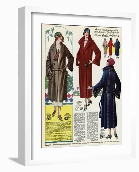 American Ladies Coat Fashion 1924-null-Framed Art Print