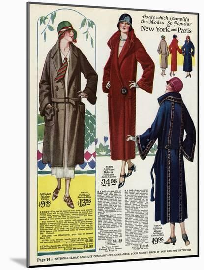 American Ladies Coat Fashion 1924-null-Mounted Art Print