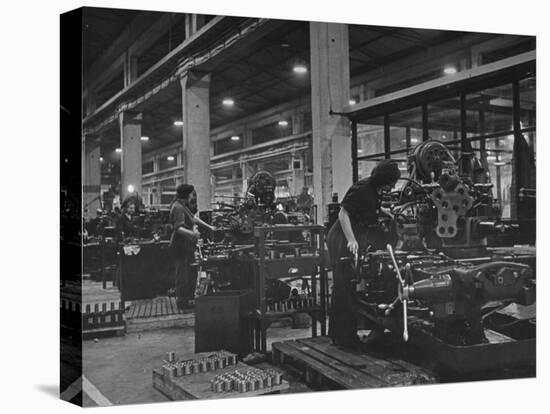 American Lathes Sent under the Lease Lend Act Being Used for Turning Out Gun Parts-null-Stretched Canvas