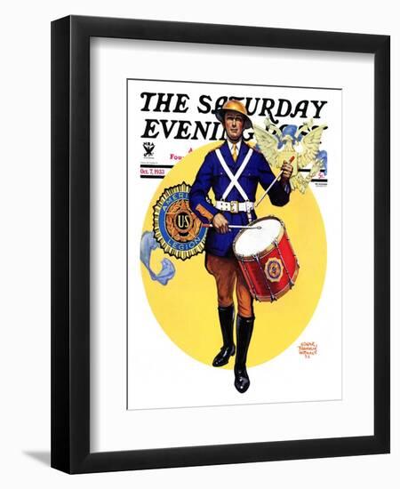 "American Legion Drummer," Saturday Evening Post Cover, October 7, 1933-Edgar Franklin Wittmack-Framed Giclee Print