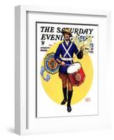 "American Legion Drummer," Saturday Evening Post Cover, October 7, 1933-Edgar Franklin Wittmack-Framed Giclee Print