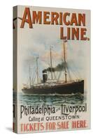American Line Philadelphia and Liverpool Cruise Line Travel Poster-null-Stretched Canvas