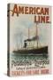 American Line Philadelphia and Liverpool Cruise Line Travel Poster-null-Stretched Canvas