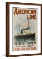 American Line Philadelphia and Liverpool Cruise Line Travel Poster-null-Framed Giclee Print