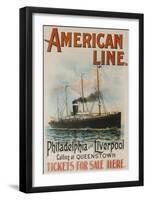 American Line Philadelphia and Liverpool Cruise Line Travel Poster-null-Framed Giclee Print