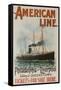 American Line Philadelphia and Liverpool Cruise Line Travel Poster-null-Framed Stretched Canvas