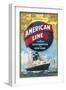 American Line Poster Advertising Cruises from Southampton to New York-null-Framed Art Print