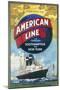 American Line Poster Advertising Cruises from Southampton to New York-null-Mounted Art Print