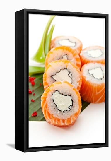 American Maki Sushi - Philadelphia Roll Made of Cream Cheese  Inside. Fresh Raw Salmon Outside-svry-Framed Stretched Canvas