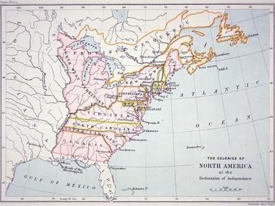 Map of the Colonies of North America at the Time of the Declaration of Independence
