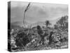 American Marine Hurls Hand Grenade Towards Japanese Position as His Partner Prepares to Do the Same-null-Stretched Canvas