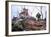 American Marines Advancing up Outer Wall of Citadel-Kyoichi Sawada-Framed Photographic Print