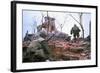 American Marines Advancing up Outer Wall of Citadel-Kyoichi Sawada-Framed Photographic Print