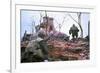 American Marines Advancing up Outer Wall of Citadel-Kyoichi Sawada-Framed Photographic Print