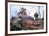 American Marines Advancing up Outer Wall of Citadel-Kyoichi Sawada-Framed Photographic Print