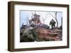 American Marines Advancing up Outer Wall of Citadel-Kyoichi Sawada-Framed Photographic Print