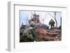 American Marines Advancing up Outer Wall of Citadel-Kyoichi Sawada-Framed Photographic Print