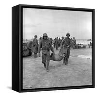 American Marines Carrying a Wounded Child to an Aid Station after the Invasion of Saipan-Peter Stackpole-Framed Stretched Canvas