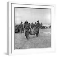 American Marines Carrying a Wounded Child to an Aid Station after the Invasion of Saipan-Peter Stackpole-Framed Photographic Print