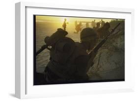 American Marines of 7th Regiment Landing on Beach at Cape Batangan During the Vietnam War-Paul Schutzer-Framed Photographic Print