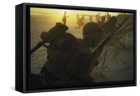 American Marines of 7th Regiment Landing on Beach at Cape Batangan During the Vietnam War-Paul Schutzer-Framed Stretched Canvas