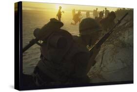 American Marines of 7th Regiment Landing on Beach at Cape Batangan During the Vietnam War-Paul Schutzer-Stretched Canvas