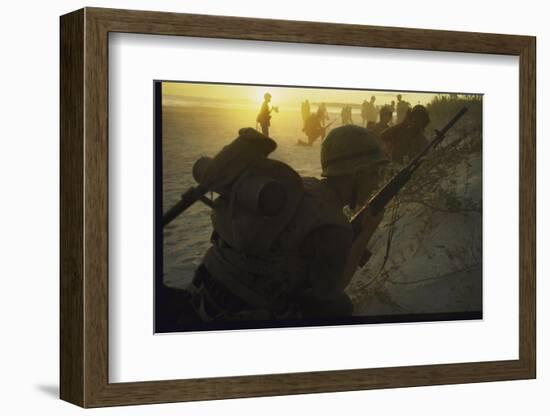 American Marines of 7th Regiment Landing on Beach at Cape Batangan During the Vietnam War-Paul Schutzer-Framed Photographic Print