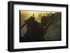 American Marines of 7th Regiment Landing on Beach at Cape Batangan During the Vietnam War-Paul Schutzer-Framed Photographic Print