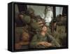 American Marines of 7th Regiment Sleep in Amtrak Following Intense Fighting in Cape Batangan-Paul Schutzer-Framed Stretched Canvas