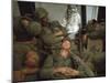 American Marines of 7th Regiment Sleep in Amtrak Following Intense Fighting in Cape Batangan-Paul Schutzer-Mounted Photographic Print