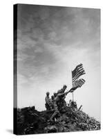 American Marines Replacing Small American Flag with Larger One Atop Mt. Suribachi-Louis R^ Lowery-Stretched Canvas