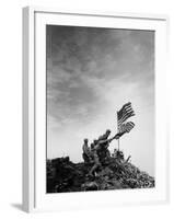 American Marines Replacing Small American Flag with Larger One Atop Mt. Suribachi-Louis R^ Lowery-Framed Photographic Print