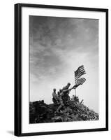 American Marines Replacing Small American Flag with Larger One Atop Mt. Suribachi-Louis R^ Lowery-Framed Photographic Print