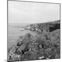 American Marines Searching Craggy Cliffs for Japanese Snipers and Island Civilians-Peter Stackpole-Mounted Photographic Print