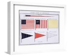 American Maritime Flags and Pennants, from a French Book of Flags, c.1819-null-Framed Giclee Print