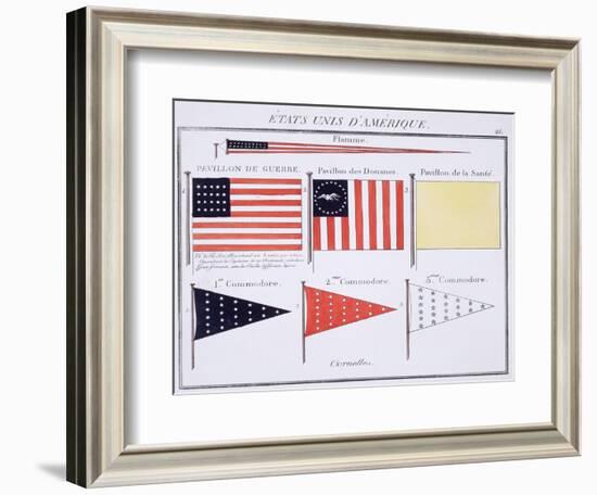 American Maritime Flags and Pennants, from a French Book of Flags, c.1819-null-Framed Giclee Print