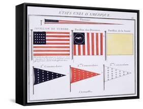 American Maritime Flags and Pennants, from a French Book of Flags, c.1819-null-Framed Stretched Canvas