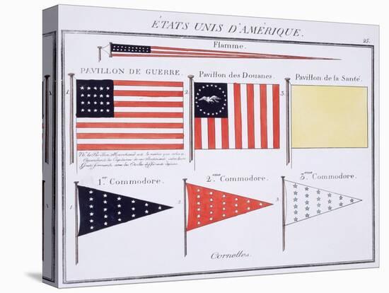 American Maritime Flags and Pennants, from a French Book of Flags, c.1819-null-Stretched Canvas