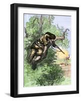 American Marksman in a Tree Firing at British Soldiers, Revolutionary War-null-Framed Giclee Print