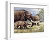 American Mastodon with Young-null-Framed Photographic Print