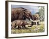 American Mastodon with Young-null-Framed Photographic Print