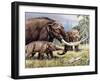 American Mastodon with Young-null-Framed Premium Photographic Print