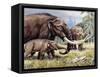 American Mastodon with Young-null-Framed Stretched Canvas