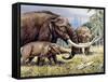 American Mastodon with Young-null-Framed Stretched Canvas