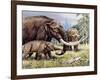 American Mastodon with Young-null-Framed Photographic Print