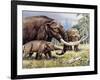 American Mastodon with Young-null-Framed Photographic Print