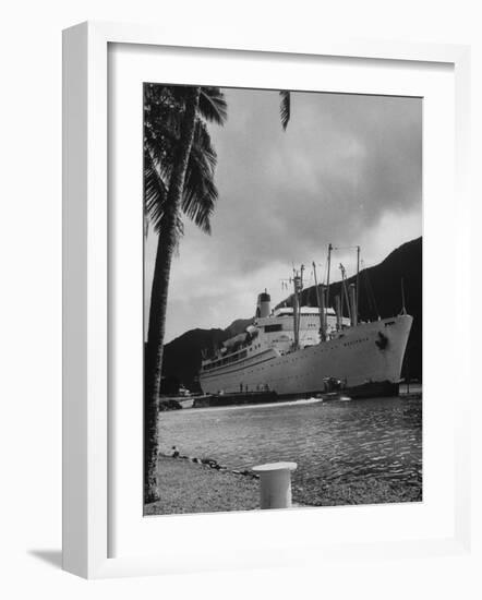 American Matson Line Cruiser "Mariposa" Arriving in Pago Pago-Carl Mydans-Framed Photographic Print