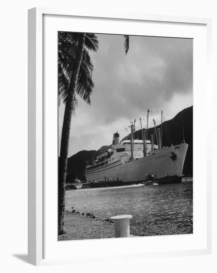 American Matson Line Cruiser "Mariposa" Arriving in Pago Pago-Carl Mydans-Framed Photographic Print